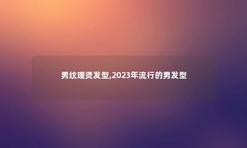 男纹理烫发型,2023年流行的男发型