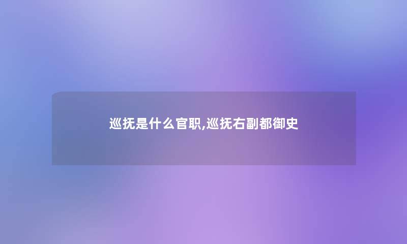 巡抚是什么官职,巡抚右副都御史