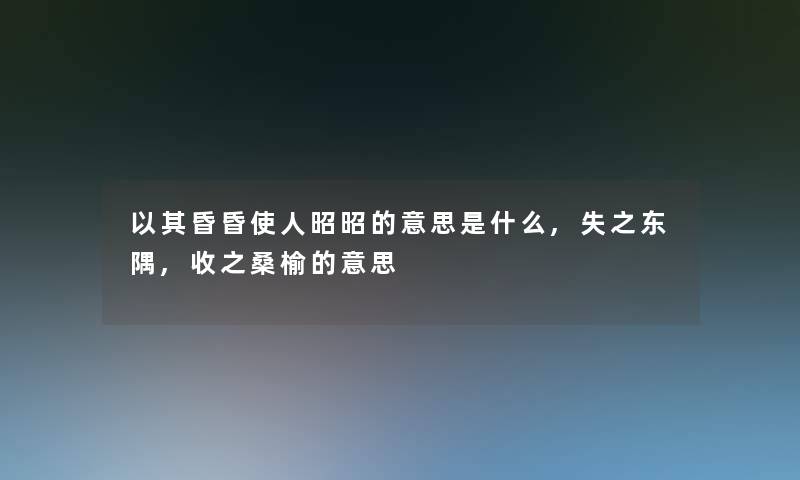 以其昏昏使人昭昭的意思是什么,失之东隅,收之桑榆的意思