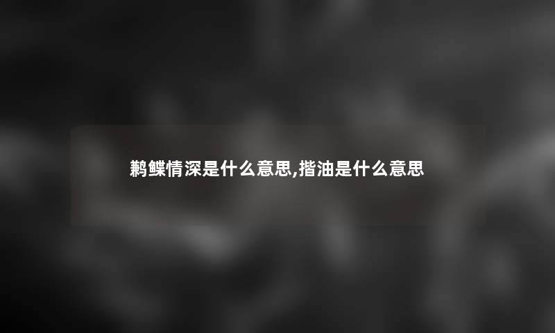 鹣鲽情深是什么意思,揩油是什么意思