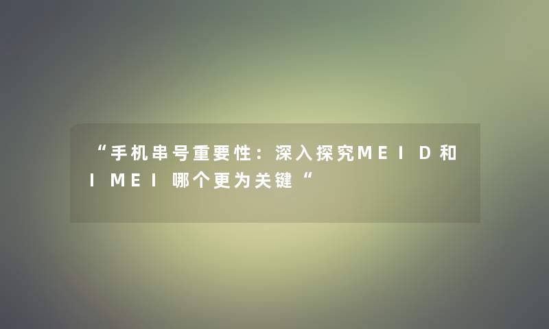 “手机串号重要性：深入探究MEID和IMEI哪个更为关键“