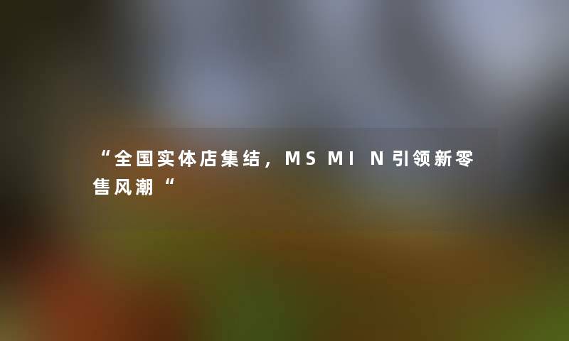 全国实体店集结，MSMIN引领新零售风潮