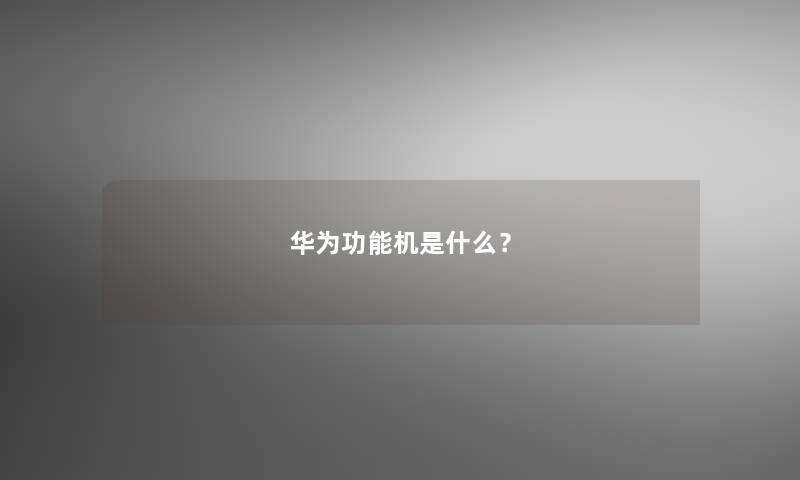 华为功能机是什么？