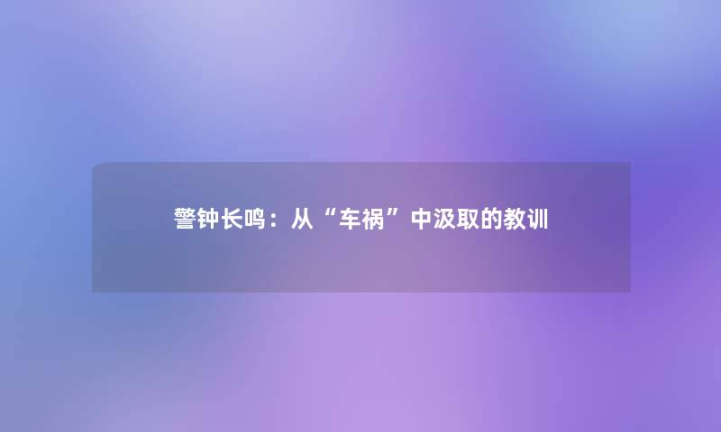 警钟长鸣：从中汲取的教训