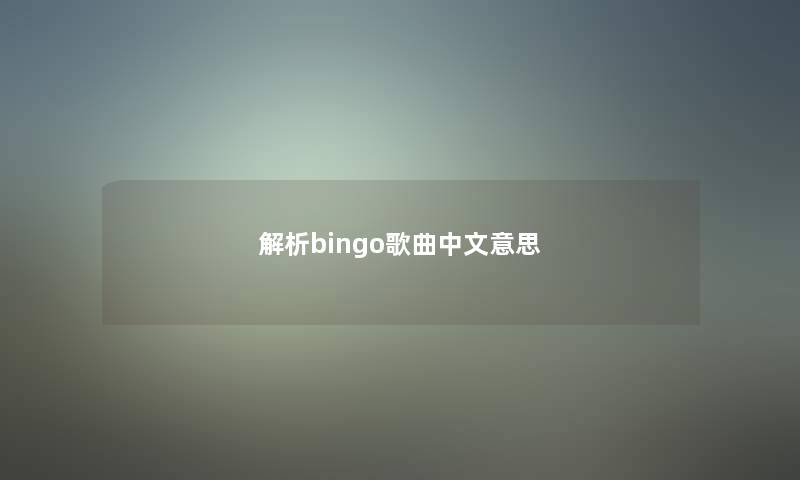 解析bingo歌曲中文意思