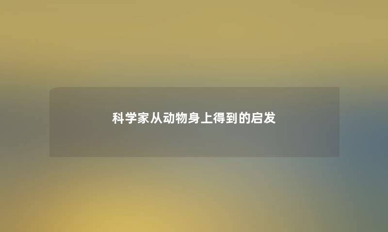 科学家从动物身上得到的启发