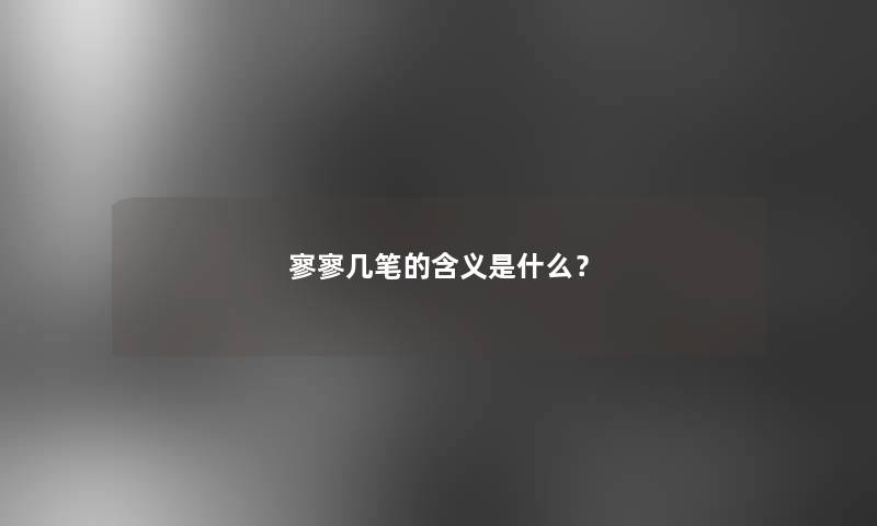 寥寥几笔的含义是什么？