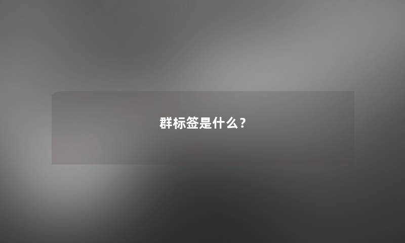 群标签是什么？