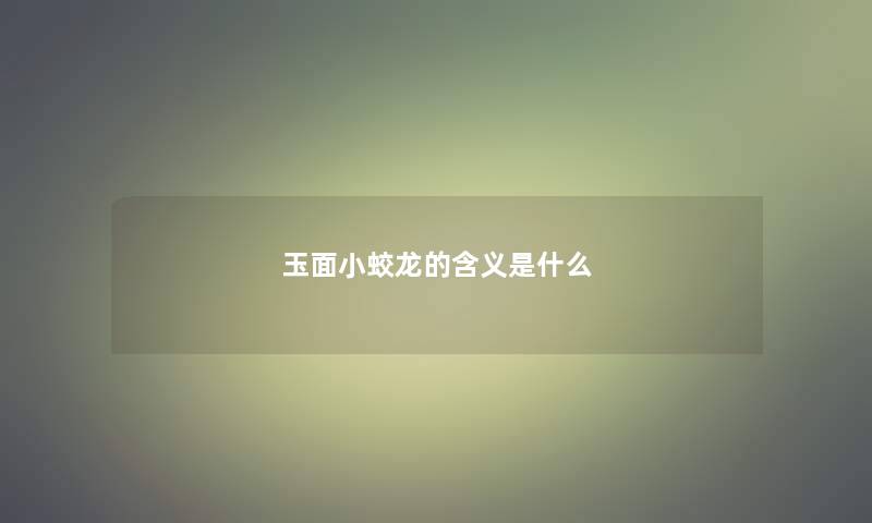 玉面小蛟龙的含义是什么