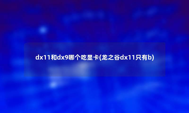 dx11和dx9哪个吃显卡(龙之谷dx11只有b)