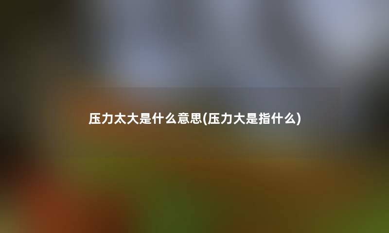 压力太大是什么意思(压力大是指什么)