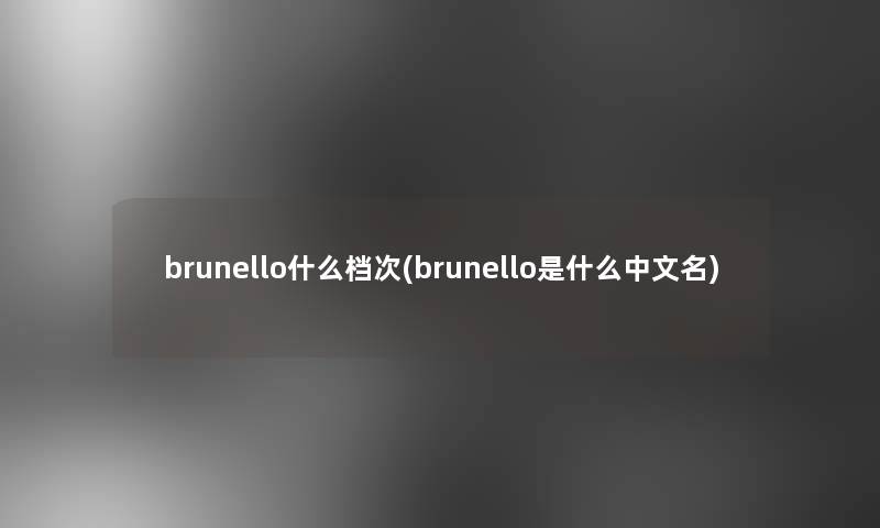 brunello什么档次(brunello是什么中文名)