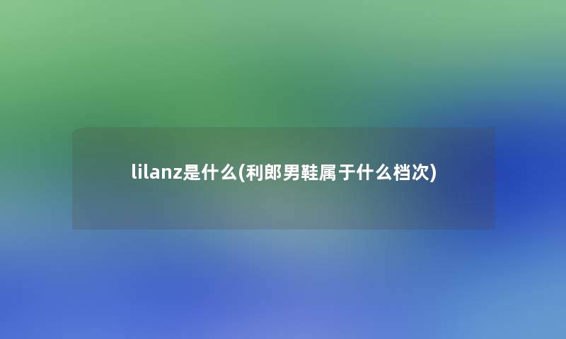 lilanz是什么(利郎男鞋属于什么档次)