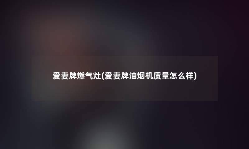 爱妻牌燃气灶(爱妻牌油烟机质量怎么样)