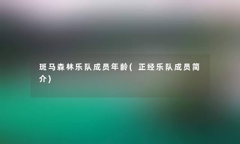 斑马森林乐队成员年龄(正经乐队成员简介)