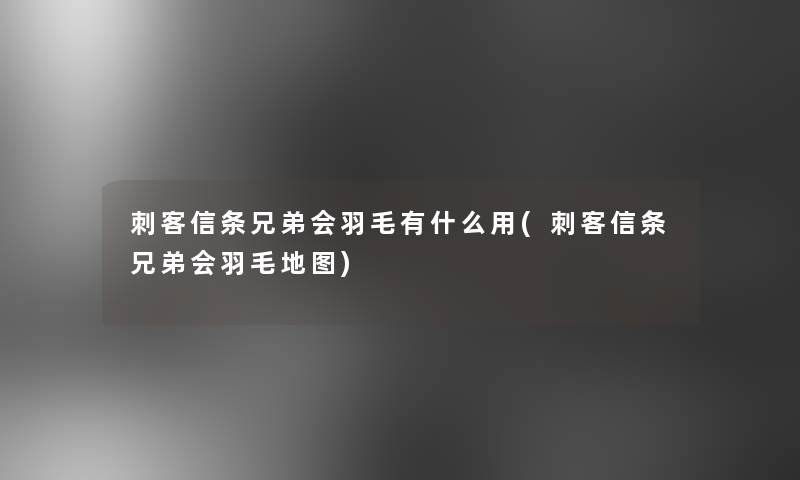 刺客信条兄弟会羽毛有什么用(刺客信条兄弟会羽毛地图) 刺客信条兄弟会羽毛有什么用(刺客信条兄弟会羽毛地图)