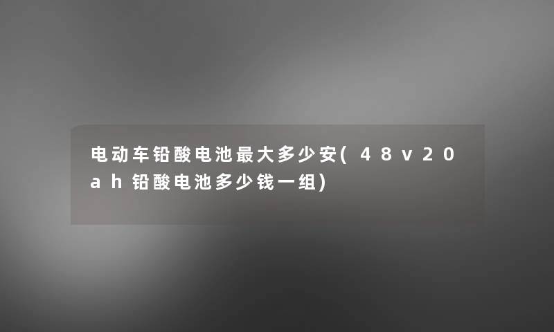 电动车铅酸电池大多少安(48v20ah铅酸电池多少钱一组)