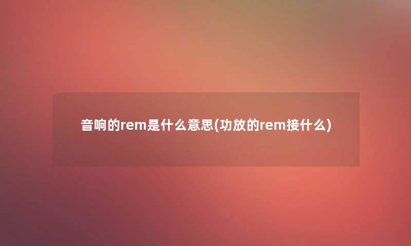 音响的rem是什么意思(功放的rem接什么)