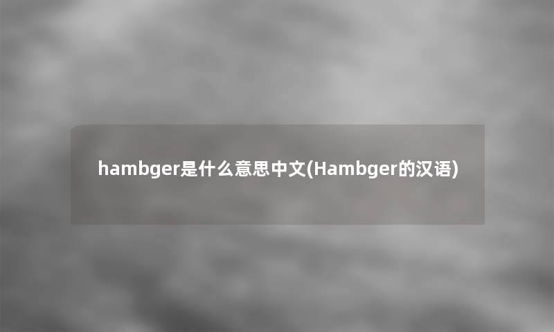 hambger是什么意思中文(Hambger的汉语)