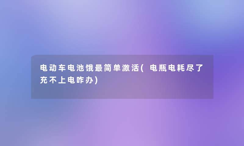 电动车电池饿简单激活(电瓶电耗尽了充不上电咋办)