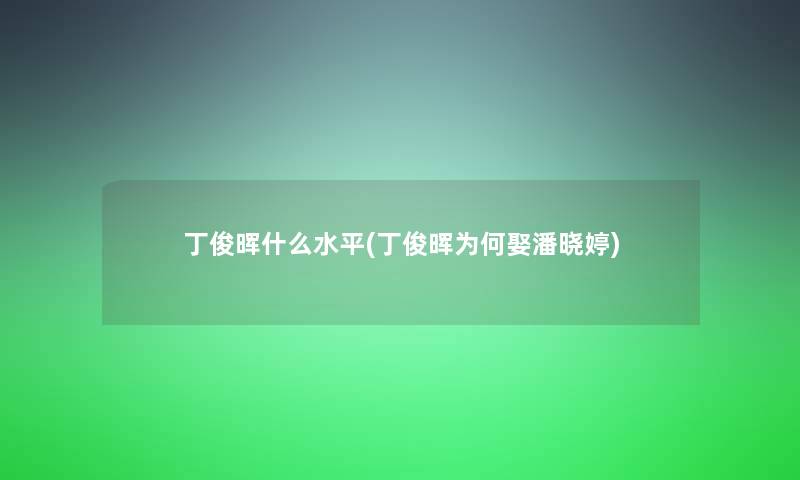 丁俊晖什么水平(丁俊晖为何娶潘晓婷)