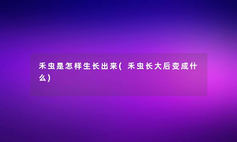 禾虫是怎样生长出来(禾虫长大后变成什么)