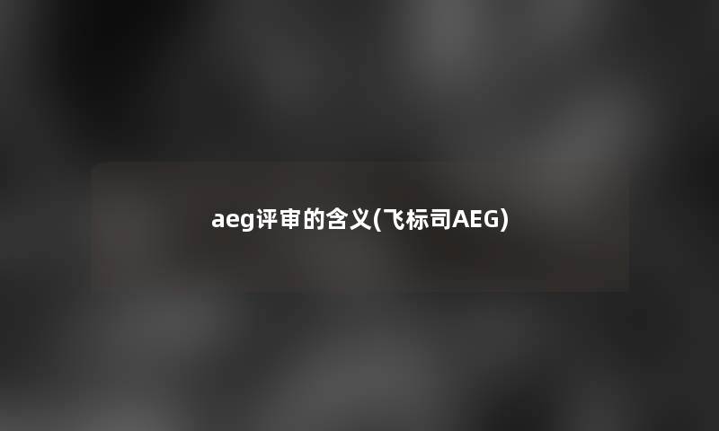 aeg评审的含义(飞标司AEG)