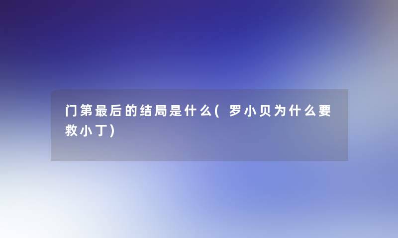 门第这里要说的结局是什么(罗小贝为什么要救小丁)