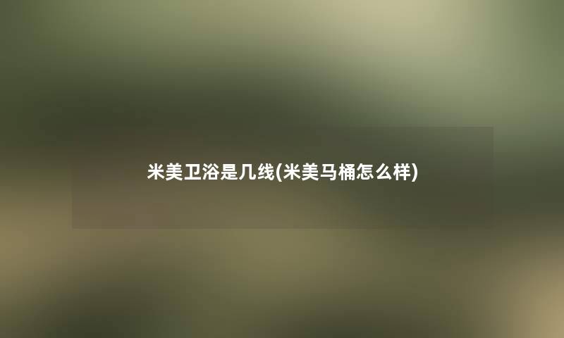 米美卫浴是几线(米美马桶怎么样)