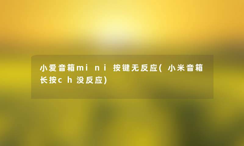 小爱音箱mini按键无反应(小米音箱长按ch没反应)