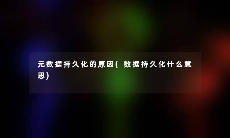 元数据持久化的原因(数据持久化什么意思)