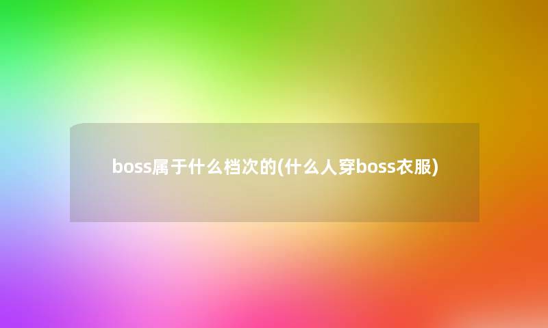 boss属于什么档次的(什么人穿boss衣服)