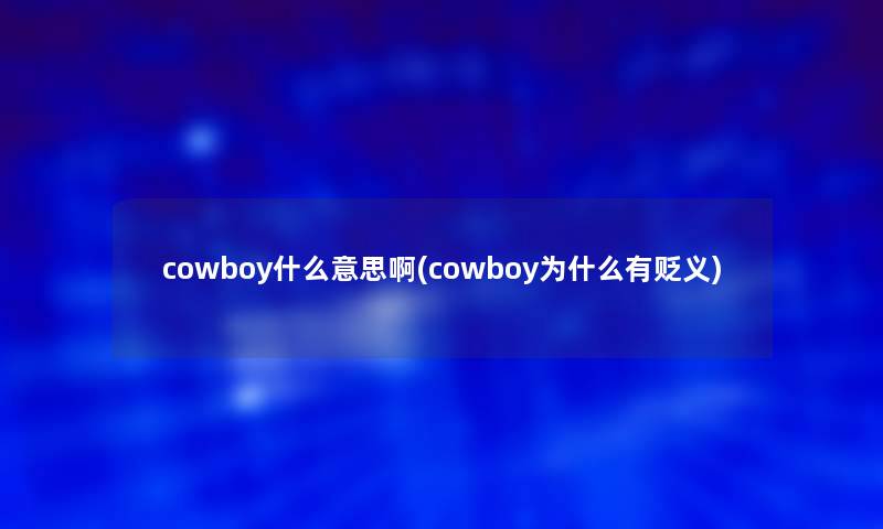 cowboy什么意思啊(cowboy为什么有贬义)