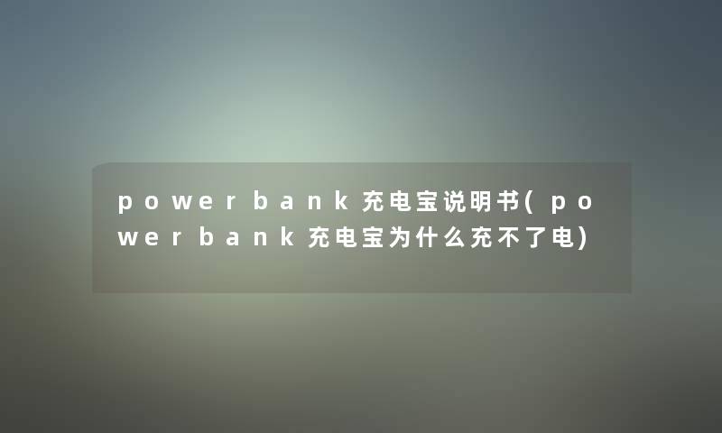 powerbank充电宝说明书(powerbank充电宝为什么充不了电)