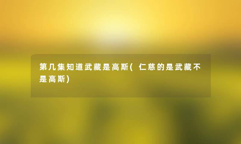 第几集知道武藏是高斯(仁慈的是武藏不是高斯)