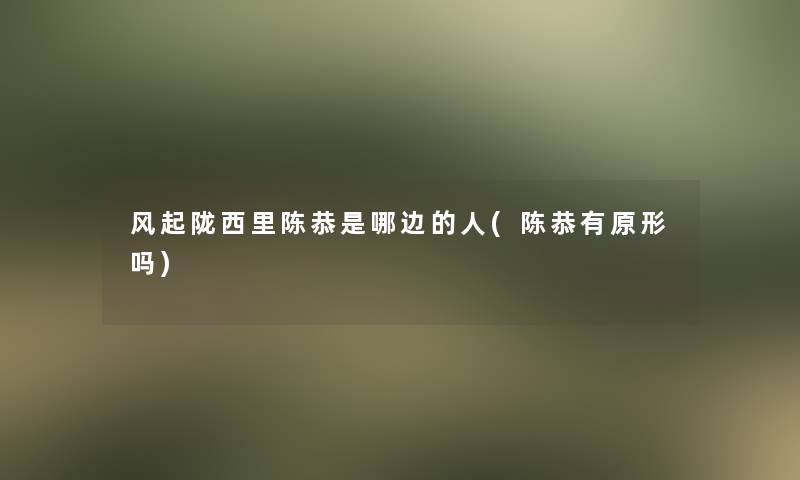 风起陇西里陈恭是哪边的人(陈恭有原形吗)