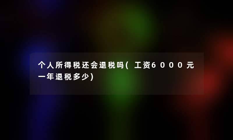 个人所得税还会退税吗(工资6000元一年退税多少)