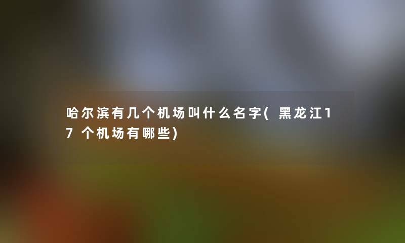 哈尔滨有几个机场叫什么名字(黑龙江17个机场有哪些)