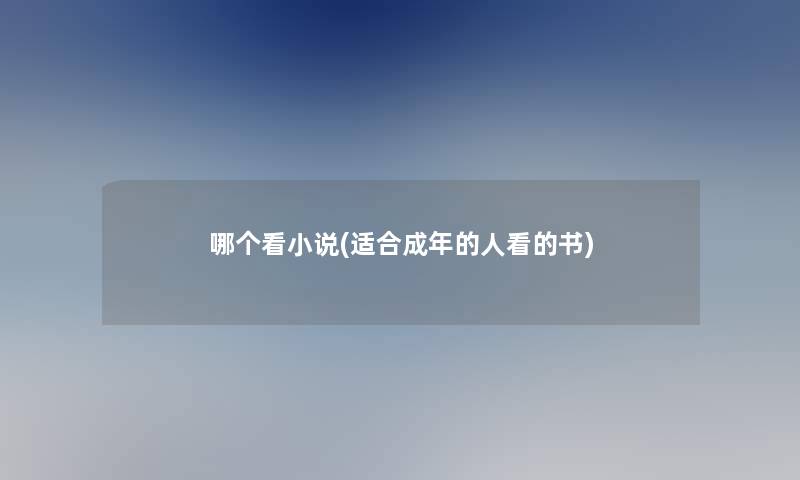 哪个看小说(适合成年的人看的书)