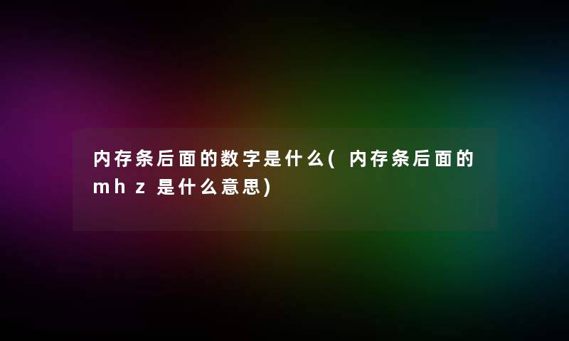 内存条后面的数字是什么(内存条后面的mhz是什么意思)