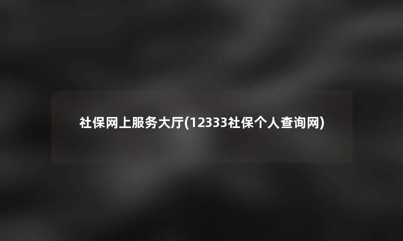 社保网上服务大厅(12333社保个人查阅网)