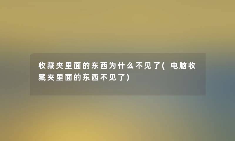 收藏夹里面的东西为什么不见了(电脑收藏夹里面的东西不见了)