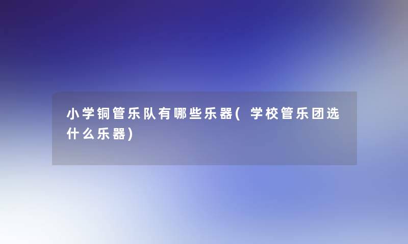 小学铜管乐队有哪些乐器(学校管乐团选什么乐器)