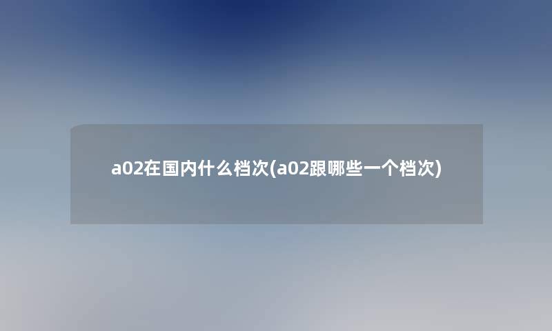 a02在国内什么档次(a02跟哪些一个档次)