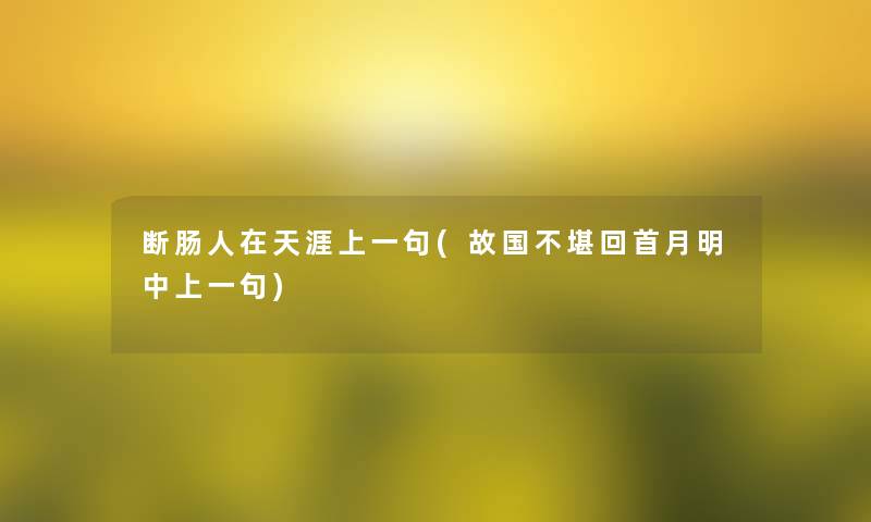 断肠人在天涯上一句(故国不堪回首月明中上一句)