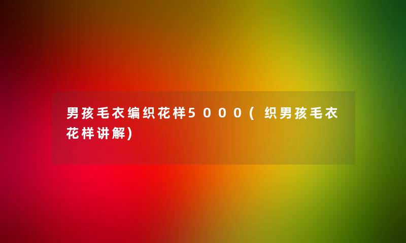 男孩毛衣编织花样5000(织男孩毛衣花样讲解)