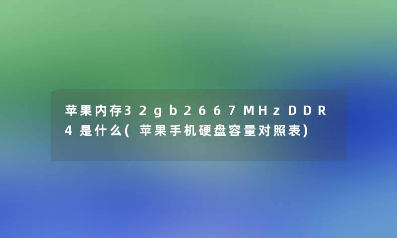 苹果内存32gb2667MHzDDR4是什么(苹果手机硬盘容量对照表)