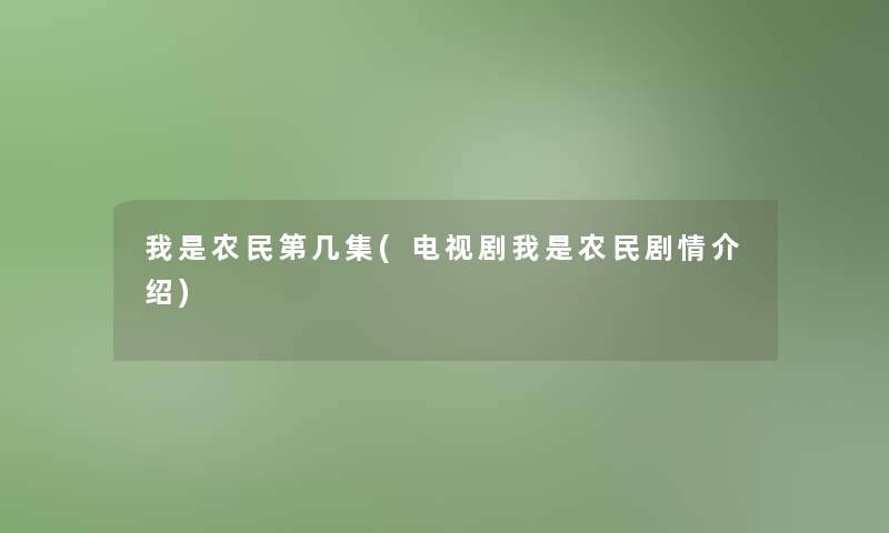 我是农民第几集(电视剧我是农民剧情介绍)