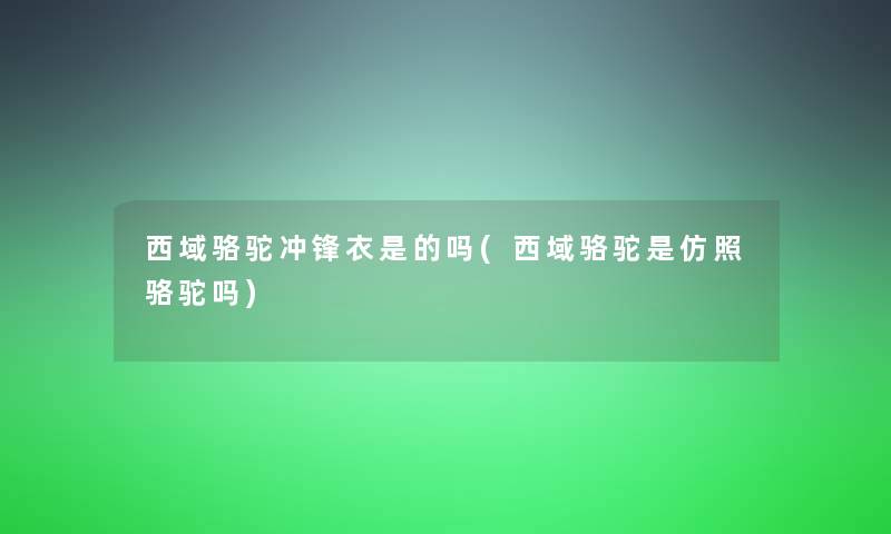 西域骆驼冲锋衣是的吗(西域骆驼是仿照骆驼吗)