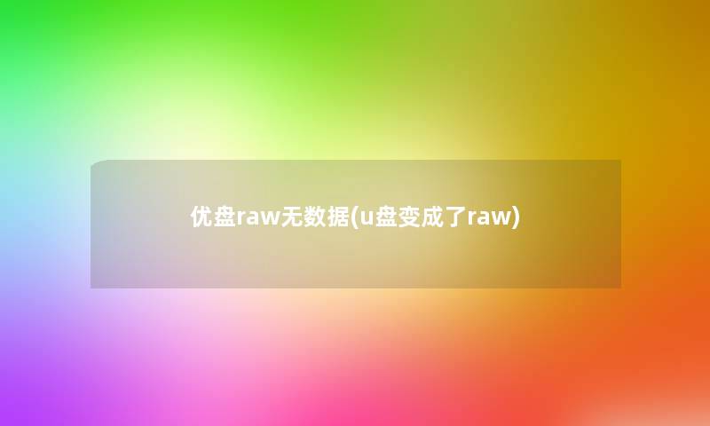 优盘raw无数据(u盘变成了raw)